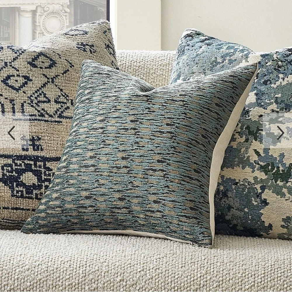 West Elm Abstract Linear Chenille 16 x 16” Pillow Cover, Jasper Green,